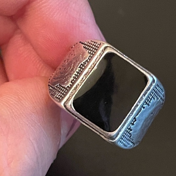 Black obsidian S925 stamped silver ring size 10 - Picture 7 of 8